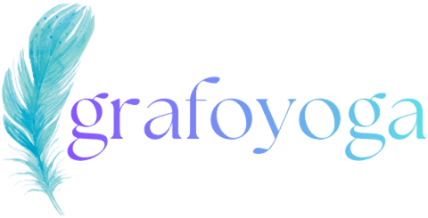 grafoyoga logotipo, una pluma y el texto grafoyoga